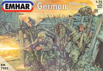 WWI German Infantry and Tank Crew--1:72nd scale unpainted plastic figures. #3004