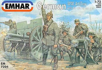 WWI German Artillery--1:72nd scale unpainted plastic figures. #3005