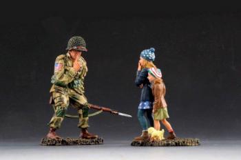 Shush--82nd Airborne trooper and a pair of young French girls--RETIRED--LAST ONE!! #27468