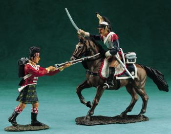 Image of Mounted French and British Highlanders of Foot--single mounted figure and single foot figure--RETIRED--LAST ONE!!