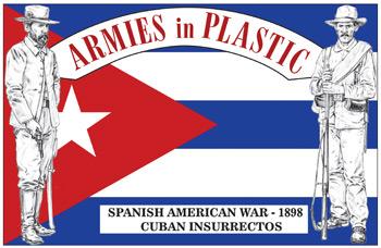 Spanish American War--1898--Cuban Insurrectos--16 white, plastic 1:32nd scale figures in 8 poses #27823