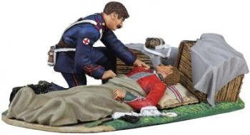 The Evacuation of the Hospital Set #6--24th Foot Lying Wounded with AHC Attendant--two figures and scenic base--RETIRED--LAST ONE!! The Evacuation of the Hospital Set #6--24th Foot Lying Wounded with AHC Attendant--two figures and scenic base--RETIRED--LAST ONE!! #27951