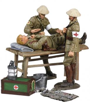 1916 British Regimental Aid Post Set No.1, Doctor, Orderly, and wounded Private--RETIRED--LAST ONE!! #28606