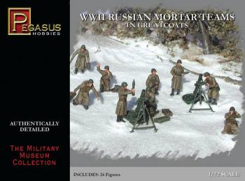 WWII Russian Mortar Teams in Greatcoats--24 unpainted plastic figures (1:72 scale) #29317