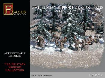WWII Russian Support Weapon Teams in Greatcoats--26 unpainted plastic figures (1:72 scale) #29318