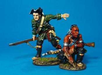 Image of Captain Joseph Waite and Indian Scout, Roger's Rangers, The Raid on St. Francis--two figures--RETIRED--LAST ONE!!