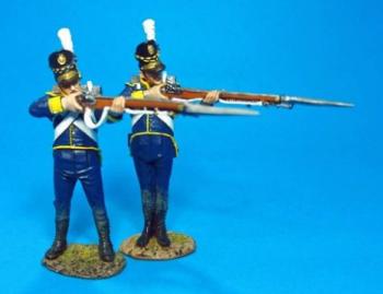 Image of Two Portuguese Line Infantrymen in Blue Trousers Firing, 21st Line Infantry Regiment--two figures--RETIRED -- LAST ONE!!