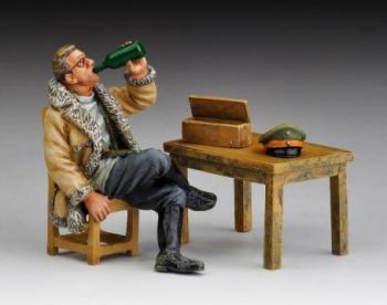 Image of Otto Kissenberth--sitting pilot figure, table, and accessories--RETIRED--LAST ONE!!