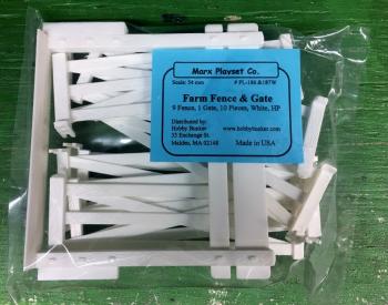 Image of Gate & 9 fence Sections Gate, White Hard Plastic