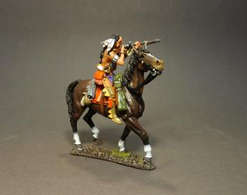 Image of Mounted Woodland Indian Firing Musket (A)--single mounted figure--RETIRED--LAST ONE!!