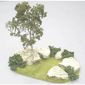 Group of Rocks with Birch Tree & Bushes--8" x 8" x 4" -- FOUR IN STOCK! #3849