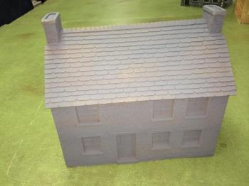 Stone House with Slate Roof--painted gray--11.5 in. x 8.0 in. x 10.5 in.--ONE IN STOCK. #30567