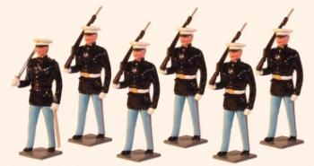 Image of United States Marine Corps (parade uniform) Painted--one officer and five troopers