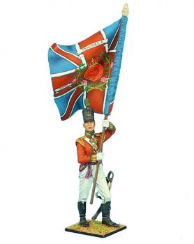 British 51st Light Infantry Regiment Ensign Standard Bearer--King's Colors, Waterloo 1815--single figure--ONE IN STOCK. #31614