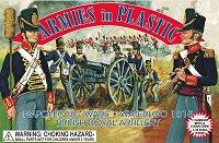 British Royal Artillery, Waterloo, 1815--5 Man Crew in Dark Blue & Cannon in Blue/Grey #444