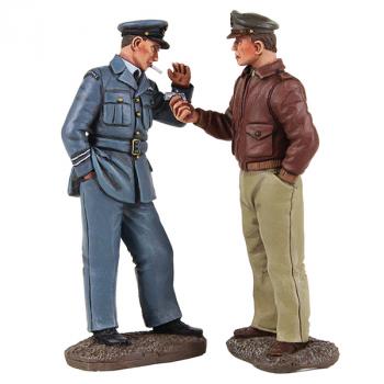 Got A Light?--USAAF Pilot Lighting Cigarette for RCAF Pilot--two figures--RETIRED--LAST ONE!! #32393