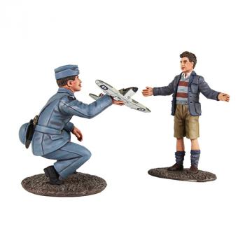 RAF Pilot with Model Spitfire and Child--two figures #32395