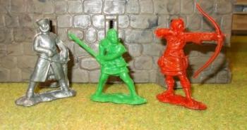 Image of Robin Hood Set #4. Richard the Lionheart, Much the Millethr Son, Will Scarlet--ree plastic figures on foot--ONE IN STOCK.