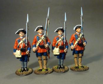 Image of Four Line Infantry at Attention, Set #1, 60th (Royal American), Regiment of Foot,  The Raid on St. Francis 1759--four figures--RETIRED--LAST ONE!!