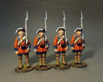 Four Line Infantry at Attention Set #2, 60th (Royal American), Regiment of Foot, The Raid on St. Francis, 1759--four figures Four Line Infantry at Attention Set #2, 60th (Royal American), Regiment of Foot, The Raid on St. Francis, 1759--four figures