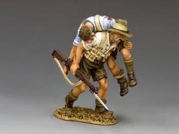 Hold On Mate--Aussie soldier carrying an injured comrade--two figures on single base--RETIRED. Hold On Mate--Aussie soldier carrying an injured comrade--two figures on single base--RETIRED. #32783
