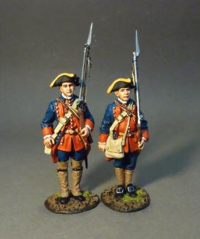 Image of Two Line Infantry At Attention, Set #1--The New Jersey Provincial Regiment, The Raid on St. Francis, 1759--two figures--RETIRED--LAST ONE!!