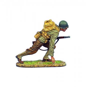 U.S. 4th ID Private Advancing Low with M1 Garand, Normandy 1944--single figure--ONE IN STOCK. U.S. 4th ID Private Advancing Low with M1 Garand, Normandy 1944--single figure--ONE IN STOCK. #33190