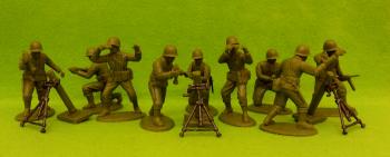 Image of American Infantry Mortar Section  (Plain Helmets)--nine plastic figures