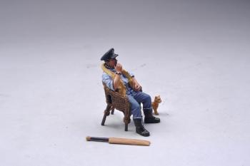 Flight Lieutenant David Lord, VC relaxing in a wicker chair with cricket bat and cat accessories--single seated figure--RETIRED--LAST ONE!! #33994