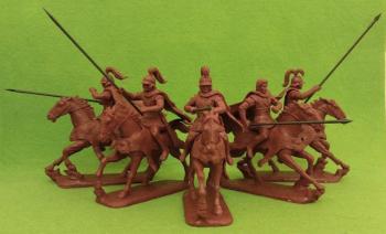 Alexander’s Companion Cavalry--1 Officer + 4 Companion Cavalrymen in armor with lance (with optional head for Alexander the Great)--five mounted figures #34212