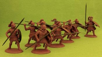 Allied Greek (Theban) Hoplites--1 Officer and 8 armored Hoplites, including 2 Sacred Band Hoplites--nine figures #34216