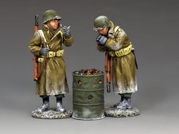 Image of Keepin' Warm--two G.I.'s and oil drum--RETIRED--- ONE AVAILABLE! 
