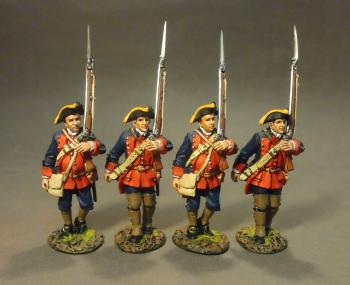 Image of Four Line Infantry Marching, Set#1, The New Jersey Provincial Regiment, The Raid On St. Francis 1759--four figures--RETIRED--LAST TWO!!