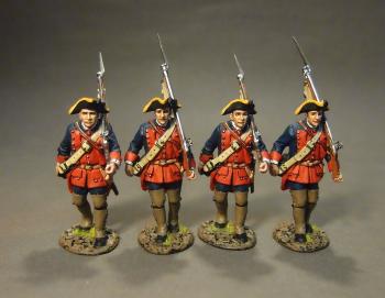 Image of Four Line Infantry Marching, Set #2, The New Jersey Provincial Regiment, The Raid On St. Francis 1759--four figures--RETIRED--LAST TWO!!