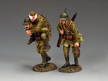 Friends helping Friends--two WWII French soldiers helping a third--three figures--RETIRED. #9