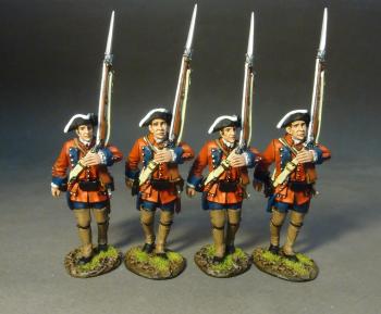 Four Line Infantry Marching, Set #3, 60th (Royal American), Regiment of Foot, The Raid on St. Francis, 1759—four figures Four Line Infantry Marching, Set #3, 60th (Royal American), Regiment of Foot, The Raid on St. Francis, 1759—four figures