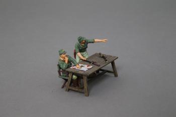 Japanese Command Set—two officer figures (tropical green marine uniform), table, and two swords--RETIRED--LAST ONE!! #35641