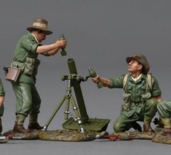 WWII Australian Mortar (Jungle fatigues)—two Aussie figures and mortar--RETIRED--LAST TWO!! #35807