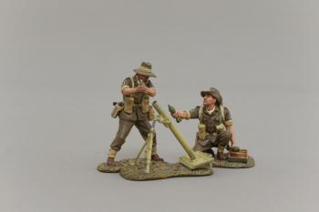 WWII Australian Mortar (early war Desert fatigues)—two Aussie figures and mortar--RETIRED--LAST ONE!! #35808
