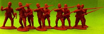 Zulu War British Infantry in Badged Sun Helmets (Movie)--nine unpainted 54mm plastic figures #35850