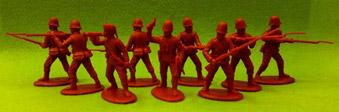 Zulu War British Infantry in Plain Sun-Helmets--nine unpainted 54mm plastic model soldiers #35851