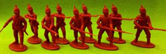 Zulu War British Infantry in Spiked Sun-Helmets--nine unpainted plastic model soldiers #35852
