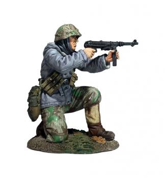 Image of German Volksgrenadier Kneeling Firing MP-40 in Parka--single figure--RETIRED--LAST ONE!!