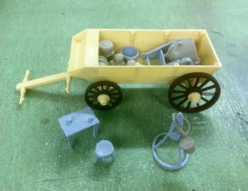 Image of Supply Wagon #3  Rel Wagon and Marx Civil War era mortar, shells, etc.