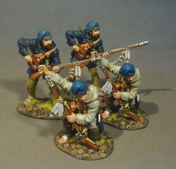 Image of Four Militia Skirmishing, French Militia, Montreal Brigade -- RETIRED -- ONE LEFT!!