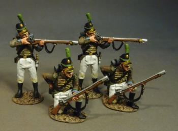 Image of Four Loading and Firing #2 (White Trousers), Portuguese 1st Cazadores, 1809--four figures -- RETIRED -- ONE LEFT!!