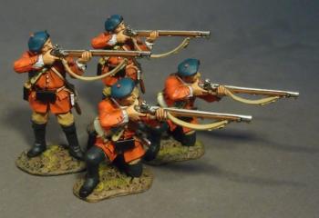Four British Skirmishing, 60th Royal Americans, Light Infantry Company, Battle of Bushy Run--four figures Four British Skirmishing, 60th Royal Americans, Light Infantry Company, Battle of Bushy Run--four figures