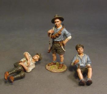 Three crew (Driver, standing crew, and machine gunner), Ford Model T, “BUNG”, Australian 1st Light Car Patrol, 1917, Wheels Across the Desert—three figures--RETIRED--LAST ONE!! #37167