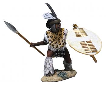 Zulu uThulwana Regiment Attacking low with Assegai--single figure #37498