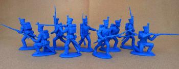 Napoleonic French Grenadiers & Voltiguers--makes nine action poses in Blue plastic Napoleonic French Grenadiers & Voltiguers--makes nine action poses in Blue plastic #37518